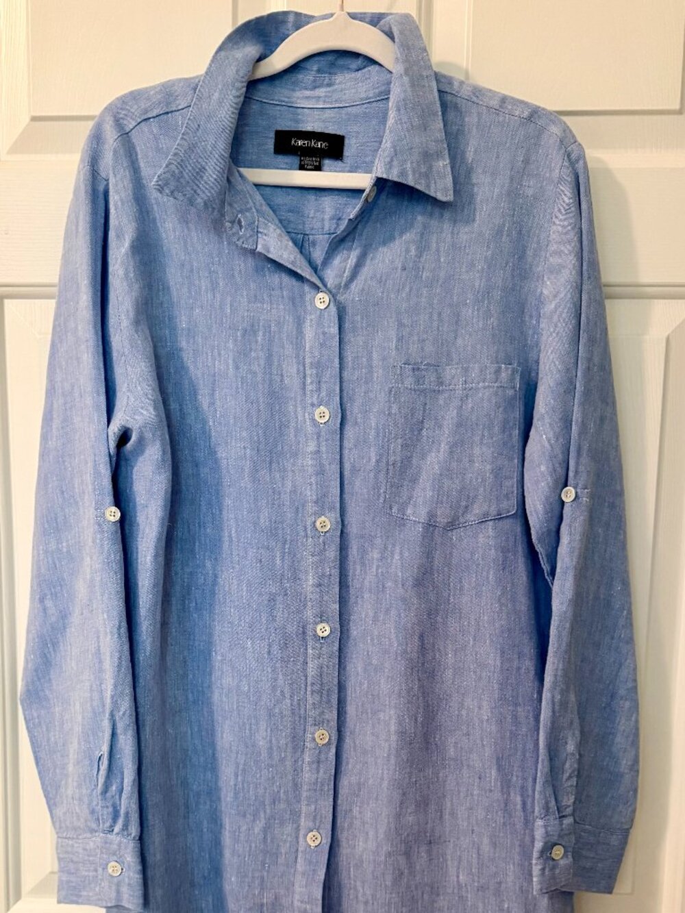 NWOT - Karen Kane Linen Shirt Dress - Color: Blue - Size L